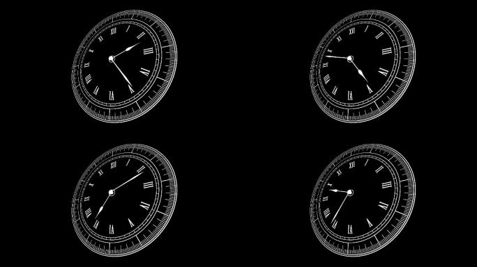 时间钟表线框4K循环视频素材