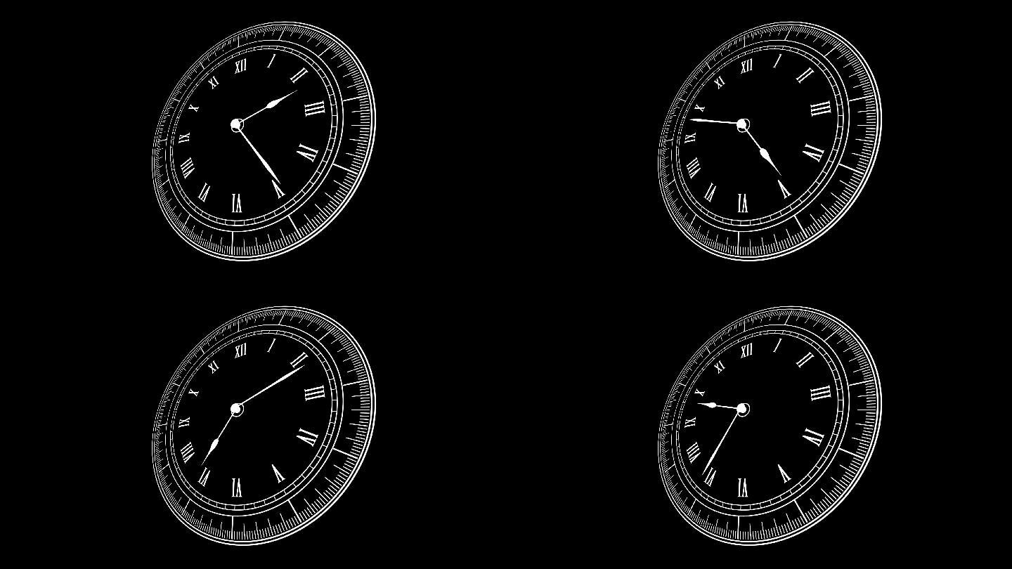 时间钟表线框4K循环视频素材
