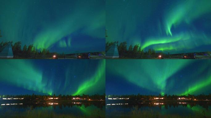 北欧芬兰追寻美丽的北极光延时拍摄