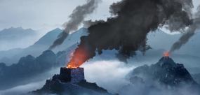 长城烽火台狼烟动画1,店铺还有其他可选_2100x1000_高清视频素材下载