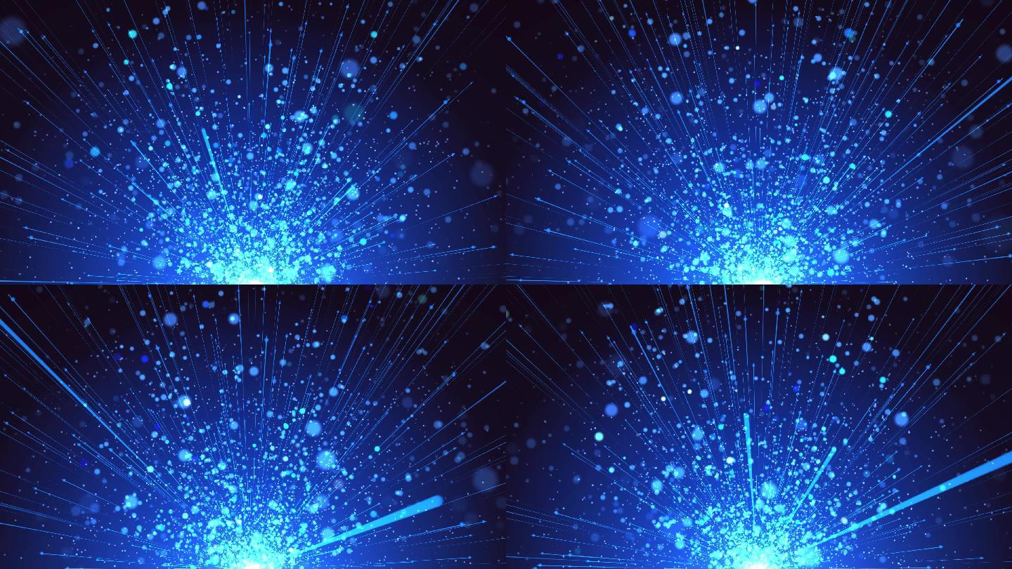 唯美粒子线条星光闪烁蓝色背景4K