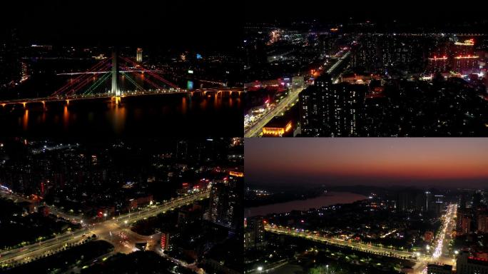 合生大桥惠州城市夜景车流航拍延时1080
