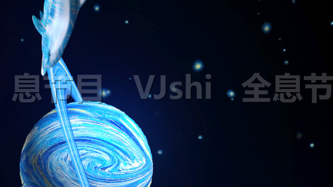 原创4K梵高星空海豚梦幻油画