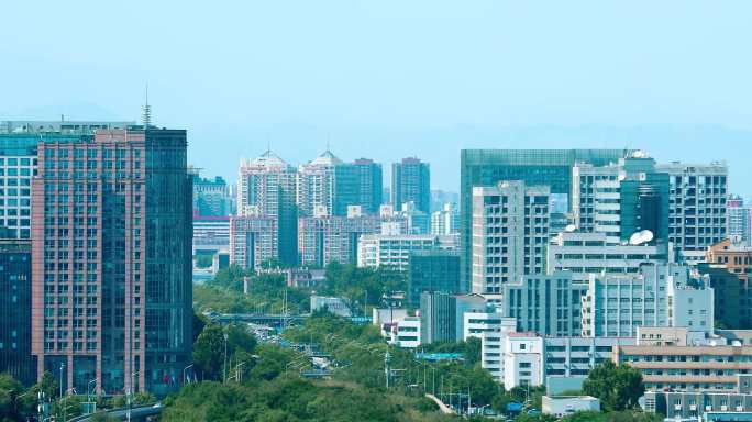 俯拍北京全景-城市街景-高楼林立-车流