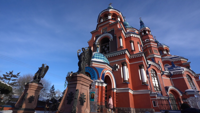 俄罗斯教堂广场鸽子教堂内部十字架