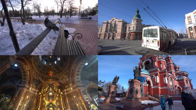俄罗斯教堂广场鸽子教堂内部十字架