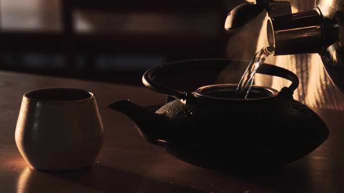 紫砂茶杯热水泡茶煮茶