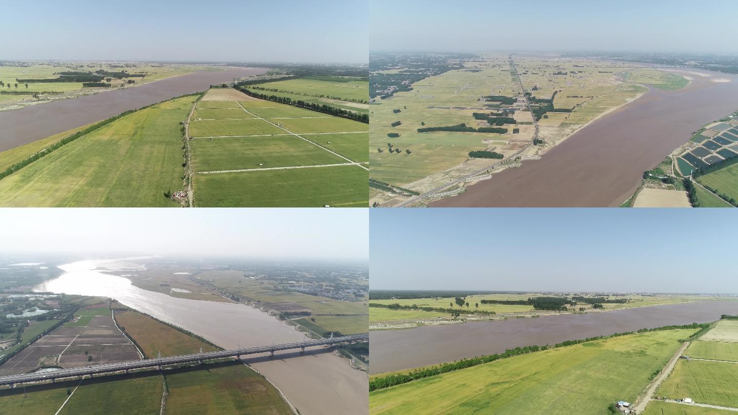 黄河水平原黄河滩湿地改道耕地种植生态航拍
