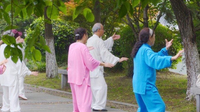 【4K】公园晨练、打太极拳