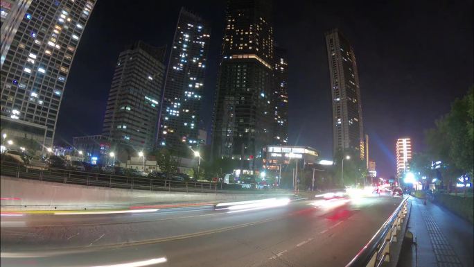 烟台大马路的夜晚车流夜景延时