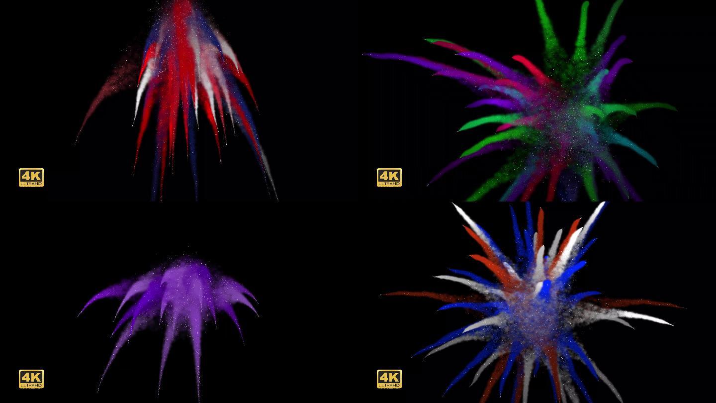 4K彩色闪光粉末爆炸慢动作展示节日庆典
