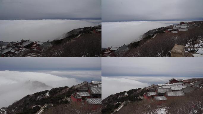 泰山的雪景云海云瀑
