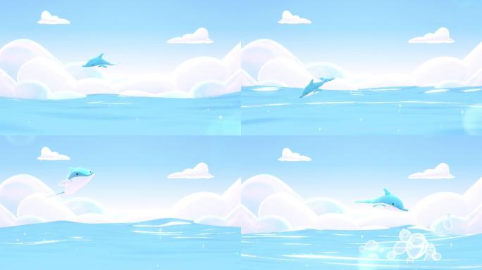 卡通海豚海洋元素可爱背景
