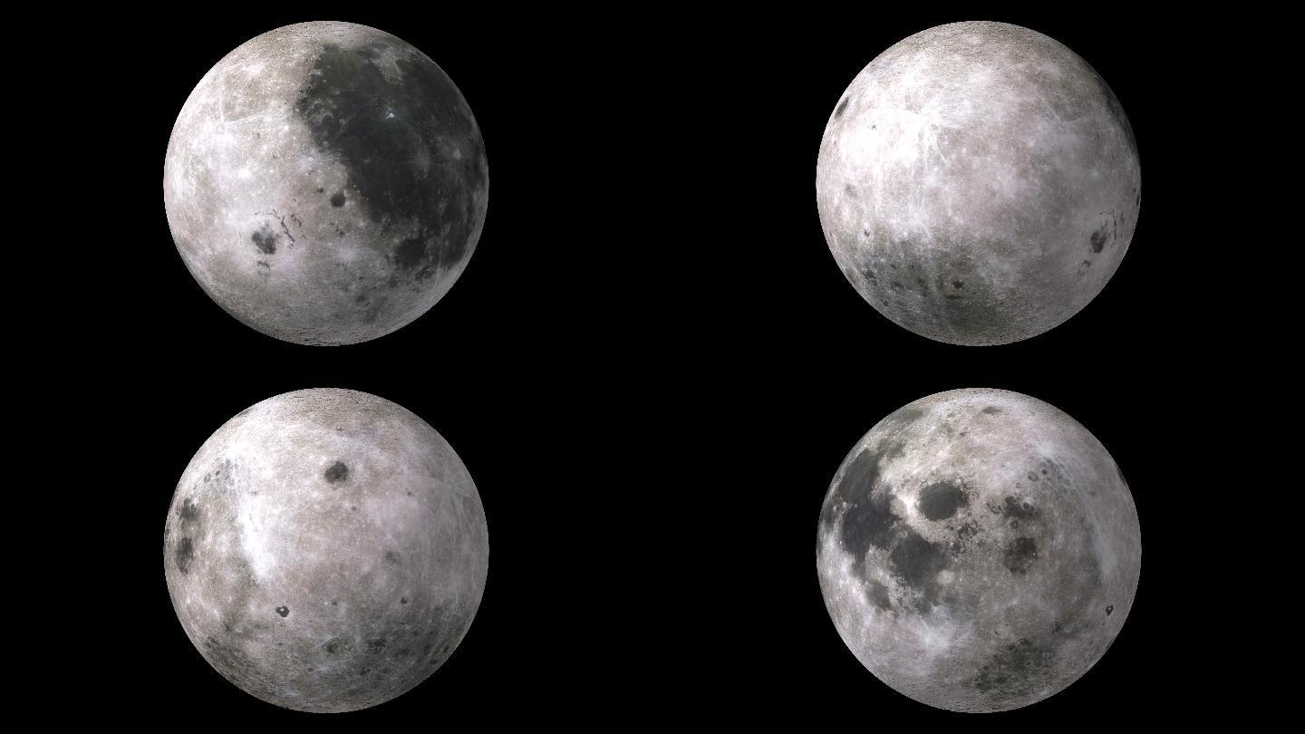 4K月球自转一周循环通道视频