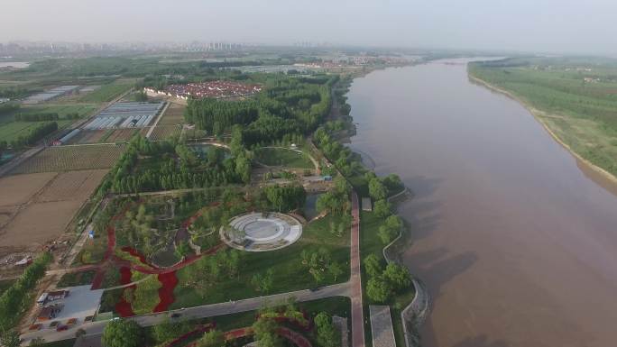 黄河沿岸生态建设航拍影
