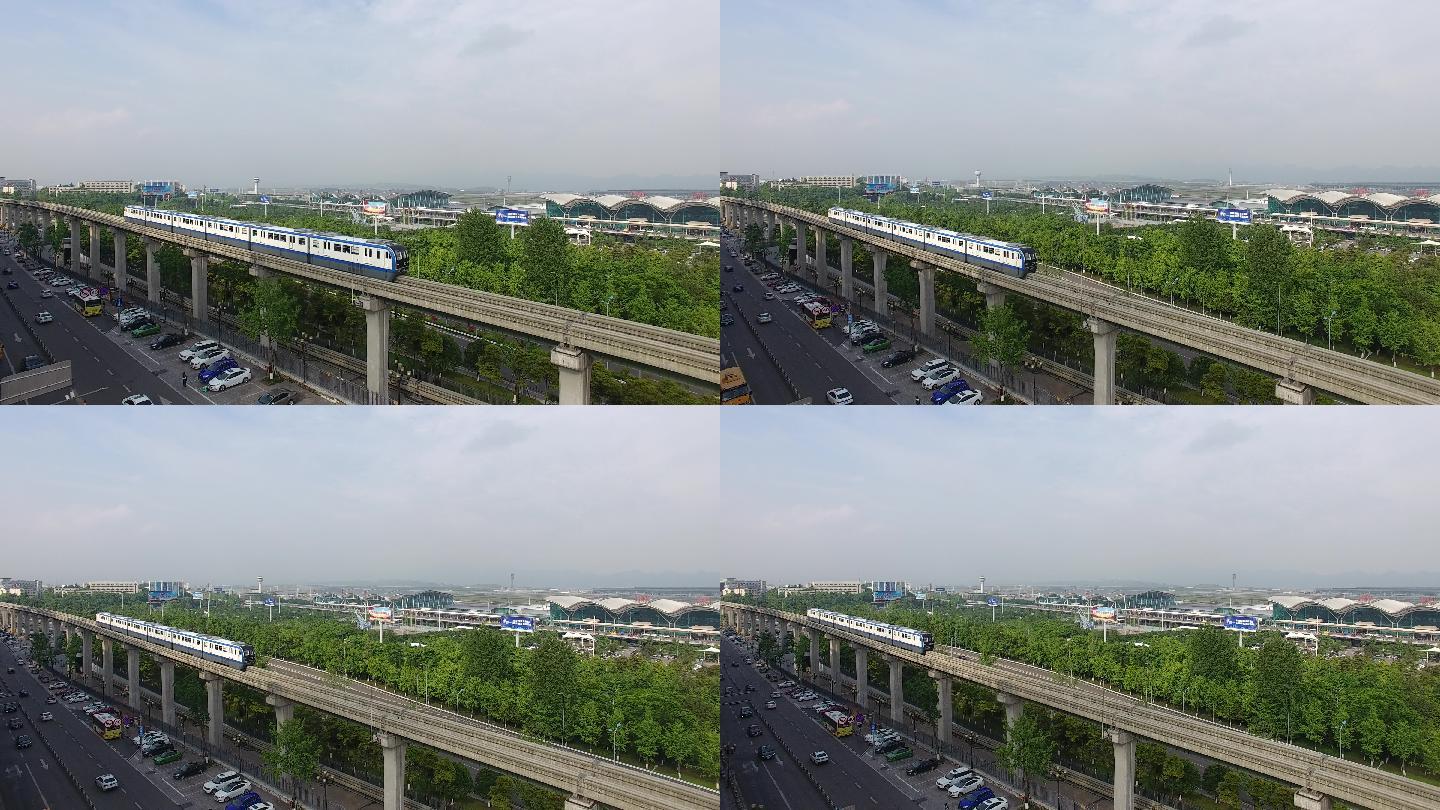 重庆江北机场网红3号线轻轨航拍