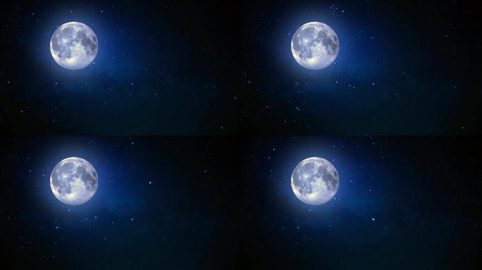 4K夜黑风高月夜星空视频循环背景