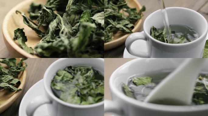 薄荷叶茶天然绿茶植物茶饮健康养生4K
