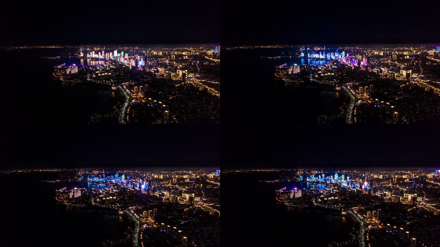 青岛城市风光航拍延时夜景全景