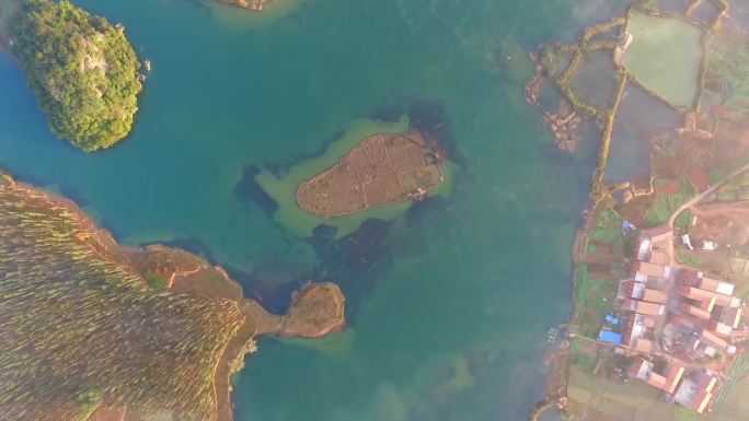 航拍鸟瞰湿地-普者黑