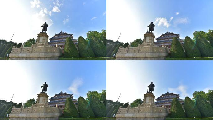广州中山纪念堂延时素材（中山像雕塑）