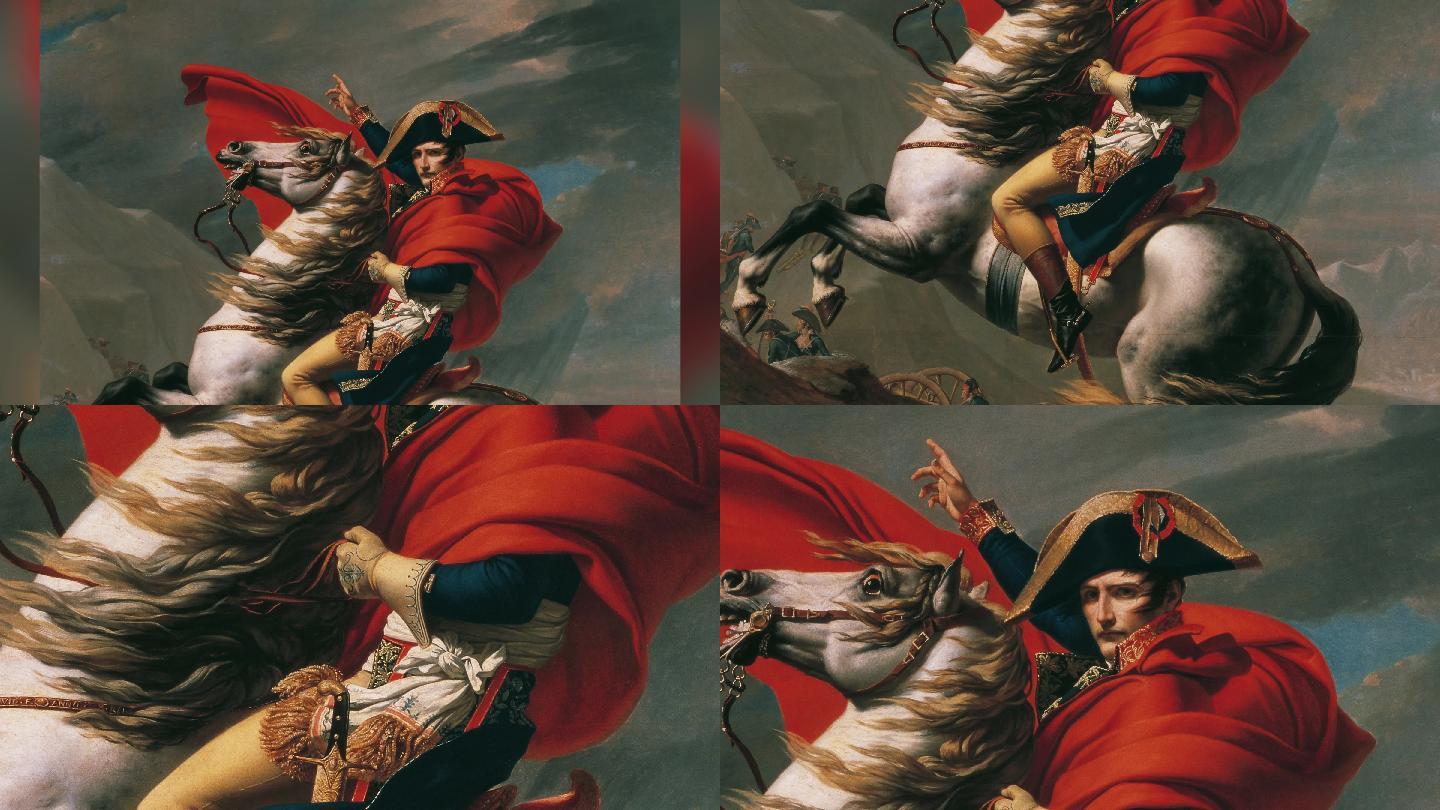 4k世界名画展示拿破仑穿越阿尔卑斯山