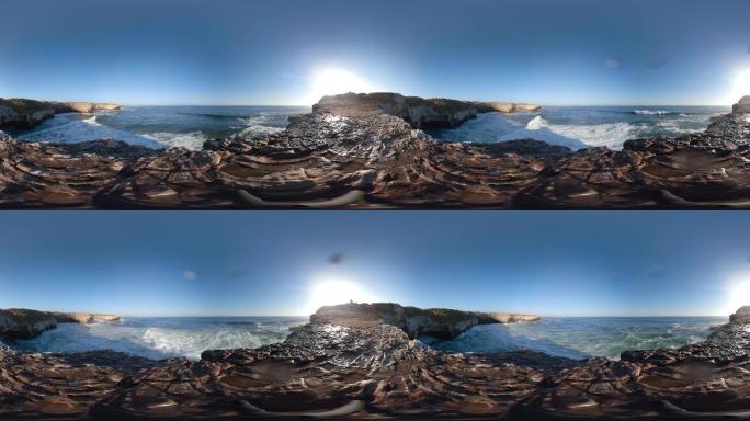 4kVR海岸海浪浪花360视频素材
