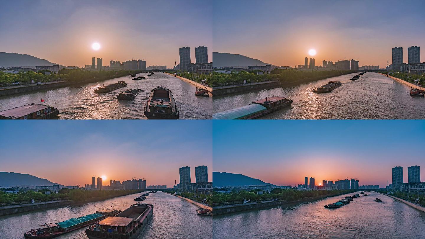 无锡吴桥京杭大运河唯美日落4K延时摄影