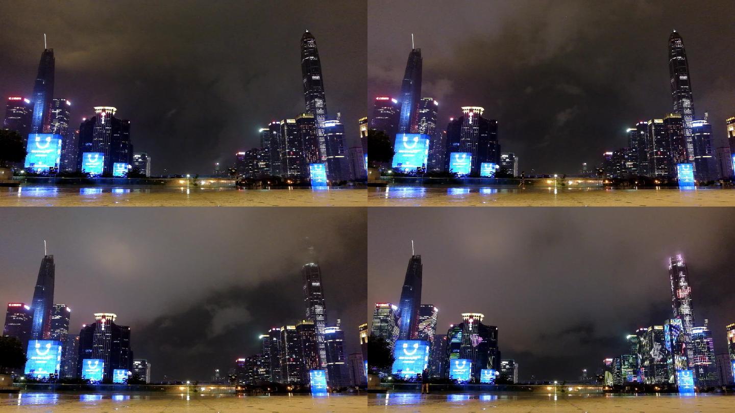 深圳市民广场周边夜景乌云散去