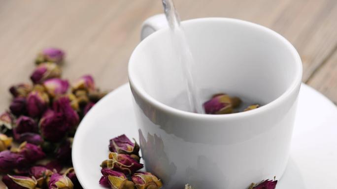 玫瑰花茶干花茶叶饮品健康天然美容养颜4K