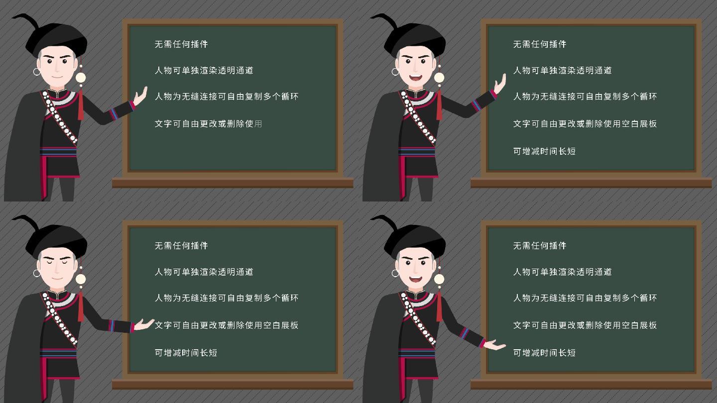 MG动画少数民族彝族男教师讲课讲解说员