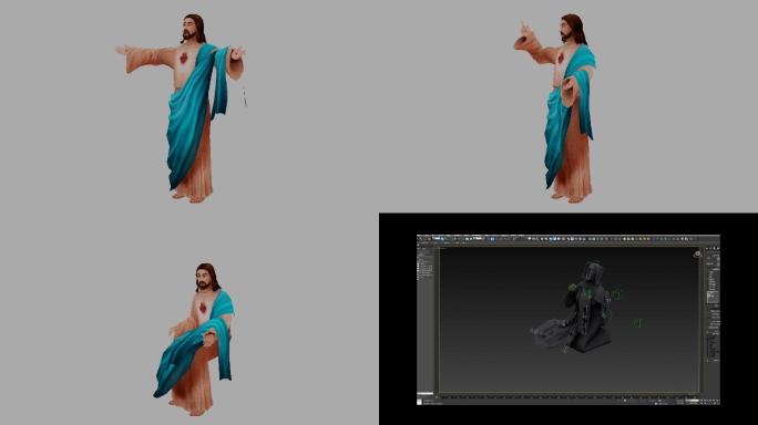 模型动画人物耶稣牧师祈祷