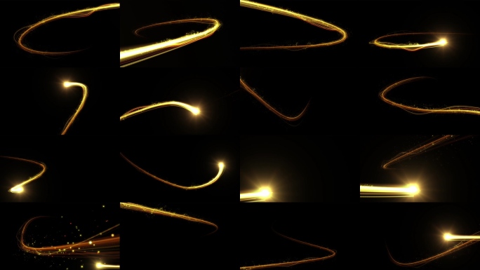 多款金色粒子路径光线AE模板