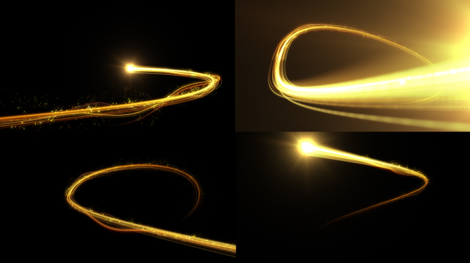 多款金色粒子路径光线AE模板