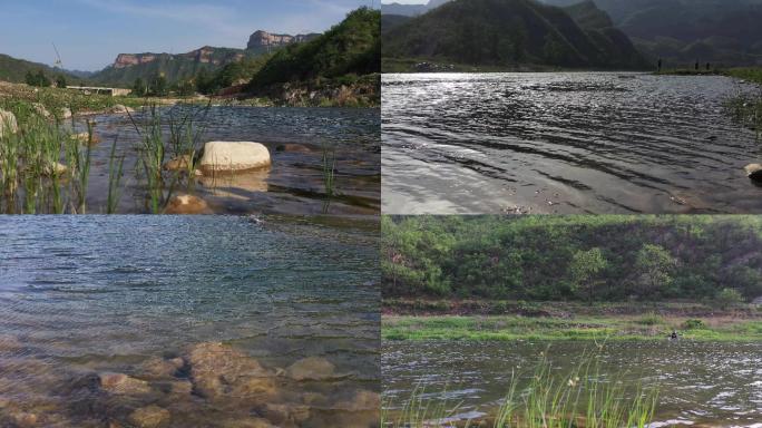 河水清清波光粼粼太行山甘陶河航拍