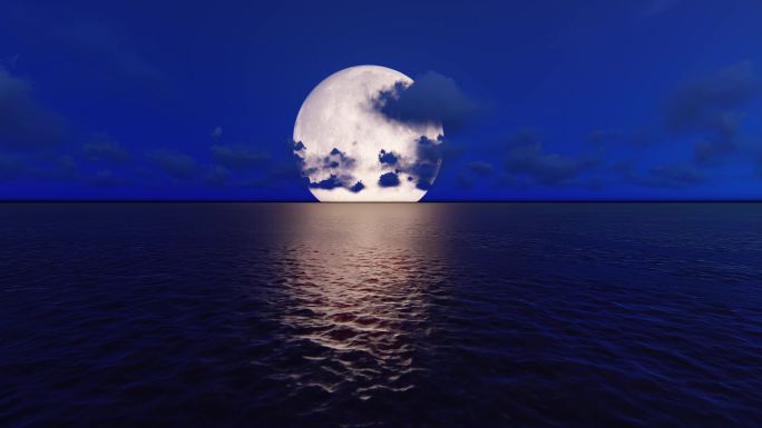 月色星空大海