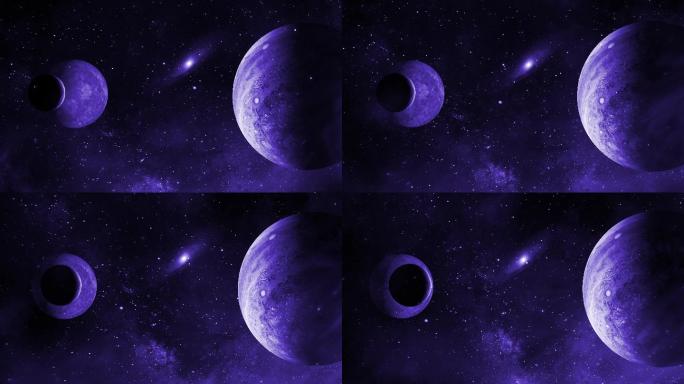 【4K宇宙背景】紫色星球星云科技深邃时空