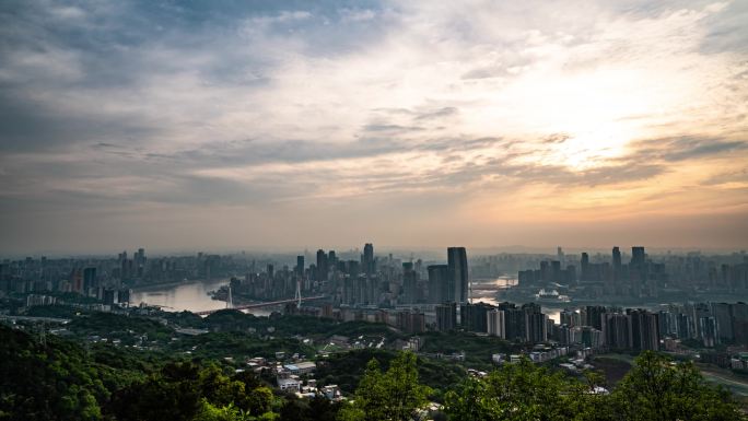 重庆城市日转夜景4K超清素材