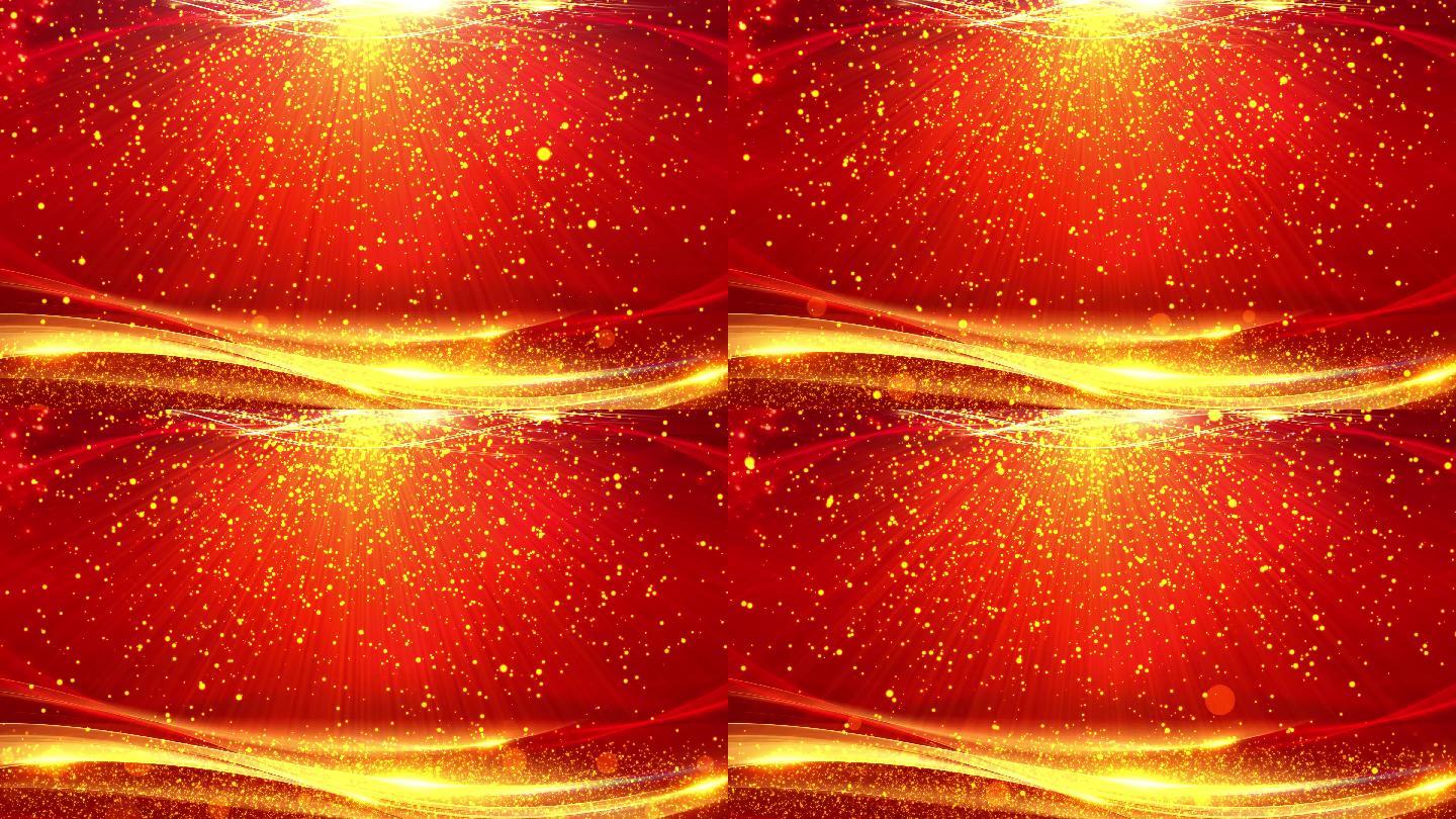 4K红色背景金色粒子视频-无缝循环