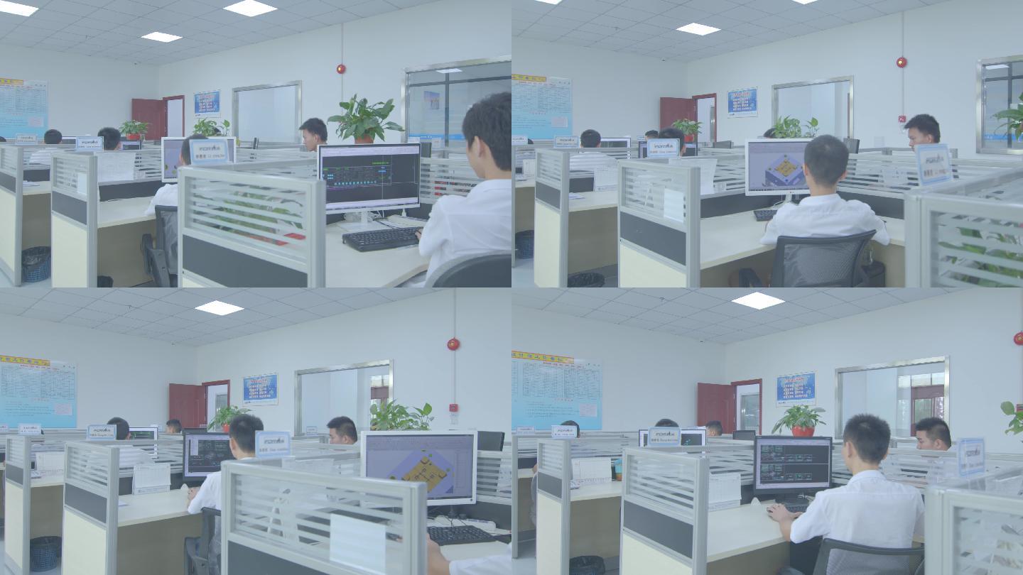 企业工厂办公室技术设计人员上班CAD