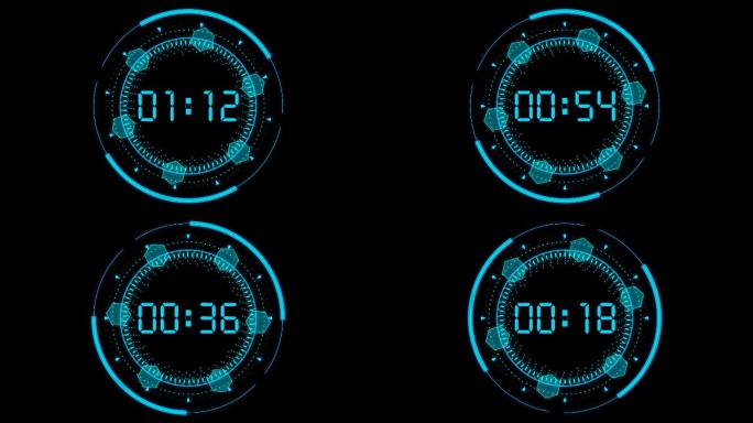 4K科技时钟圆环液晶90秒钟倒数计时2
