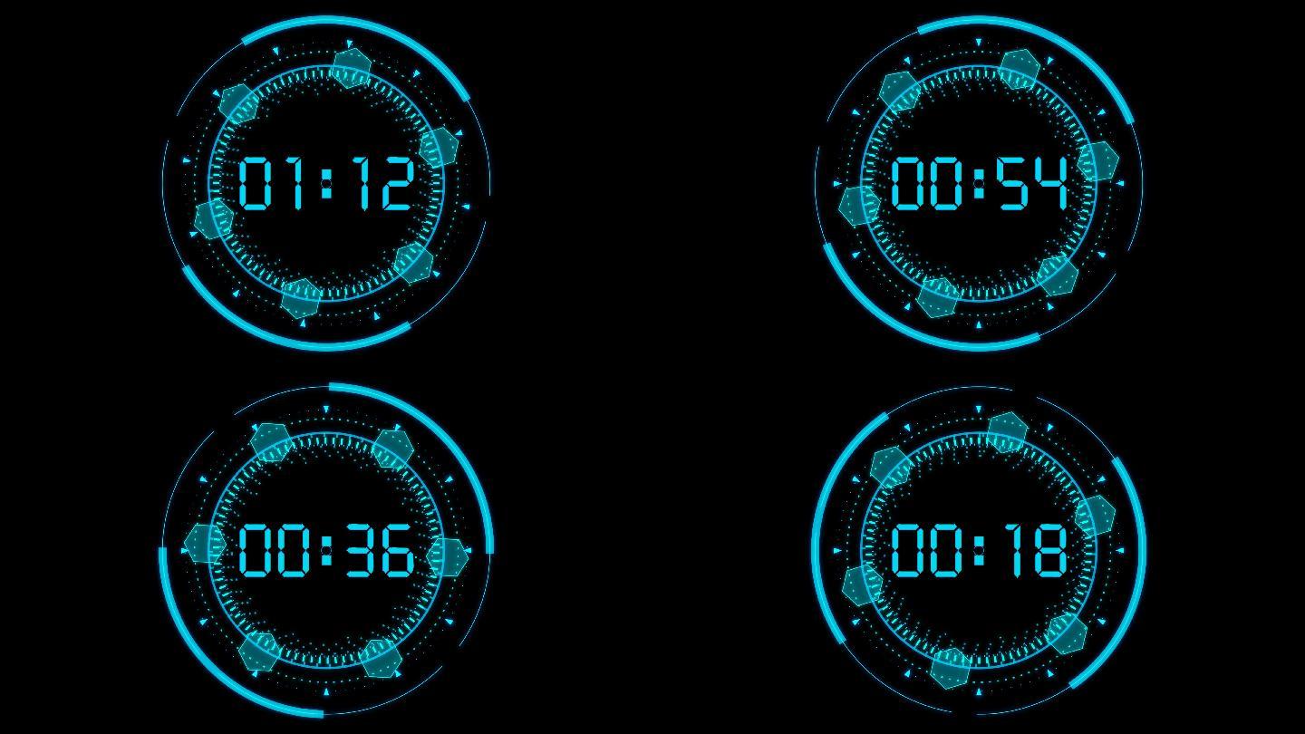 4K科技时钟圆环液晶90秒钟倒数计时2