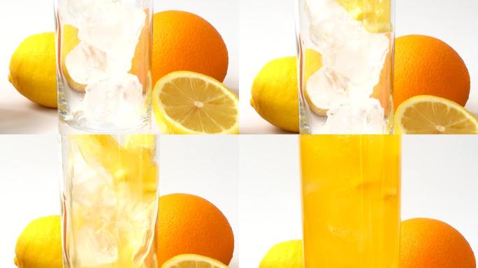 橙汁饮料水果橙子冰块
