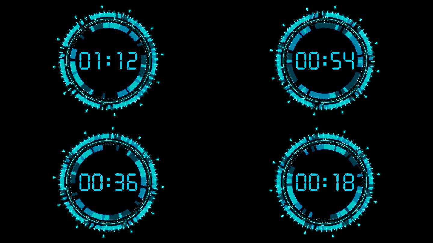 4K科技时钟圆环液晶90秒钟倒数计时