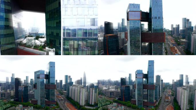 航拍深圳城市地标建筑腾讯滨海大厦