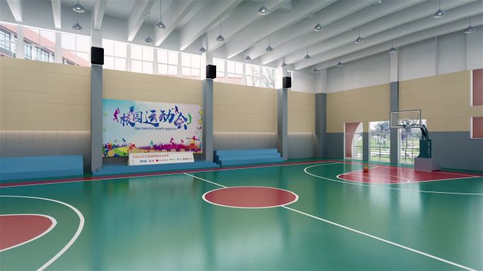 学校体育馆室内篮球场运动场