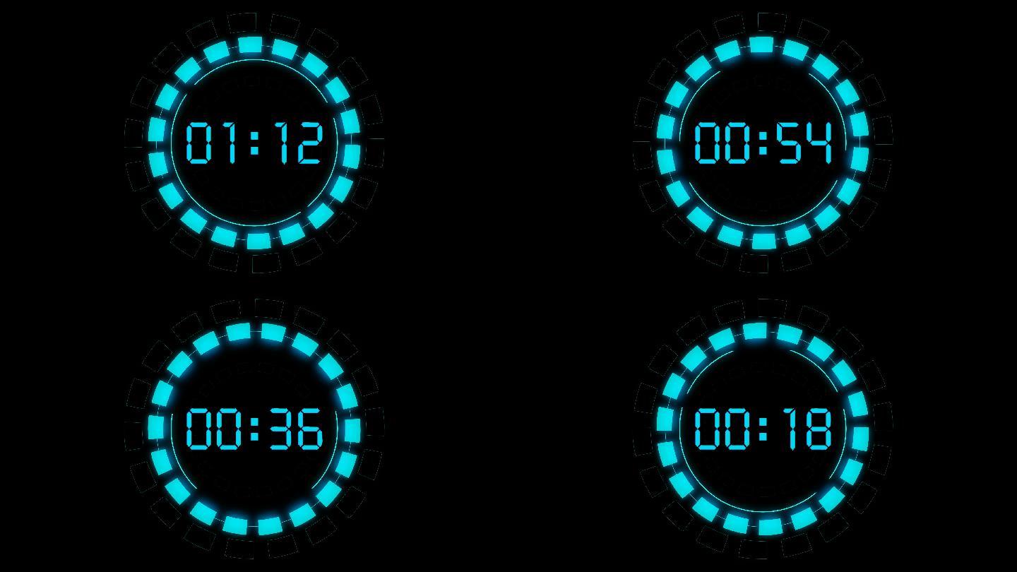 4K科技时钟圆环液晶90秒钟倒数计时4