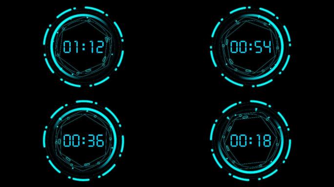 4K科技时钟圆环液晶90秒钟倒数计时3