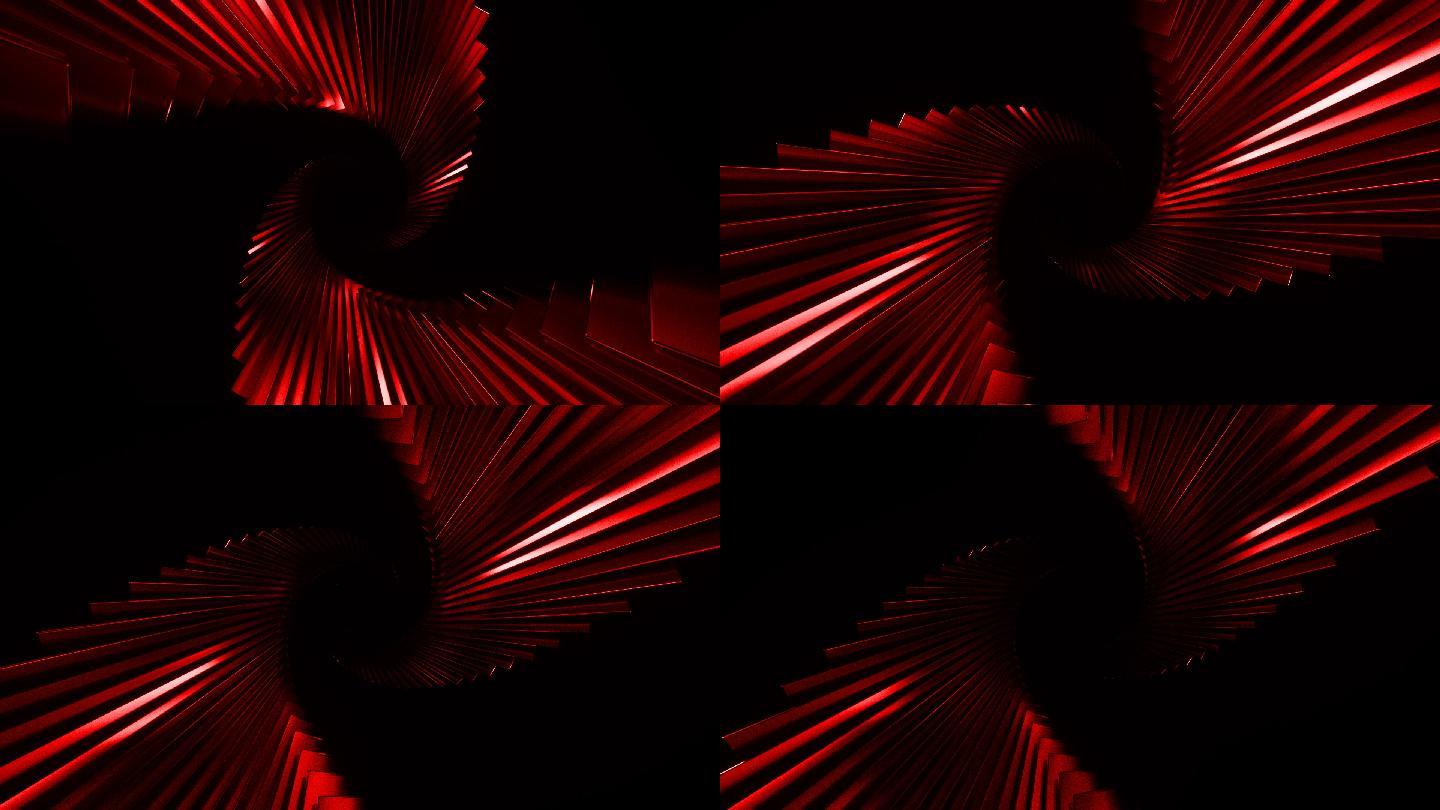 红色金属炫酷科幻图形旋转穿梭三维3维动画