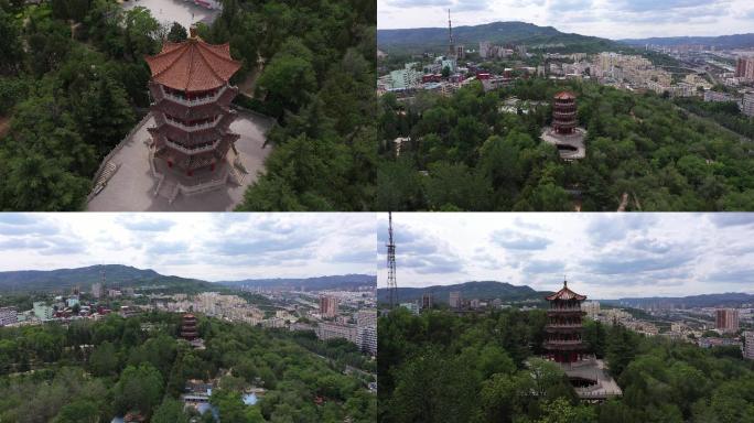 4K-原素材-阳泉南山公园航拍